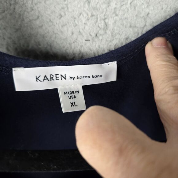 Karen Kane Tank Dress XL Blue White Colorblock Rayon Sleeveless High Low Resort - Picture 4 of 12